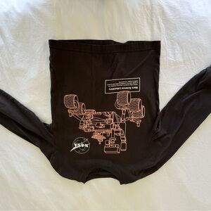 NASA Black Graphic Long Sleeve Tee with Pink Rover Print